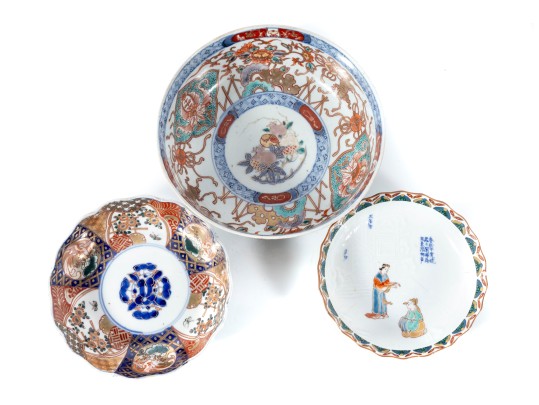 Trio Of Mixed Antique Imari-Ware Bowls