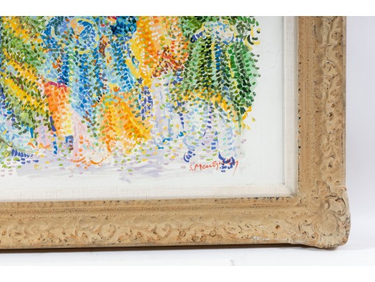 Serge Mendjisky (French, 1929–2017) Pointillism Oil On Board Painting 