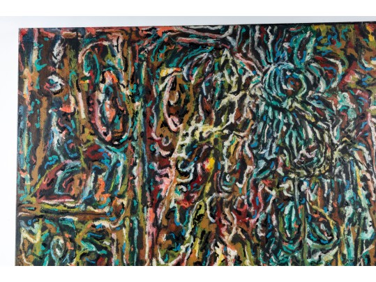 Reisman Gouache On Canvas Abstract Art -- Untitled 