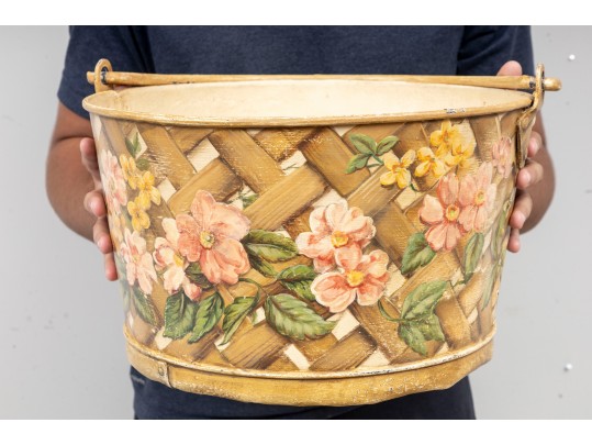 Two Vintage Painted Tole Baskets