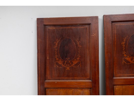 Pair Of Reclaimed Inlaid Marquetry Cabinet Doors