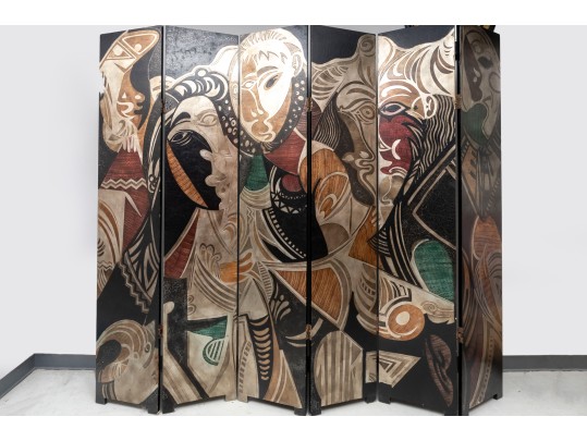 Picasso Themed Wood Folding Panel Divider