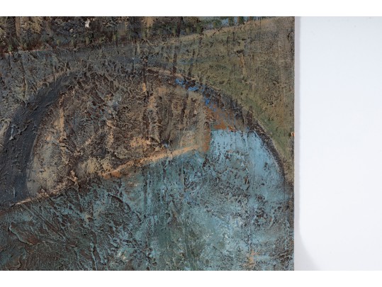 Textured Oil On Board Aqueduct Impressionist Painting -- Unknown Artist