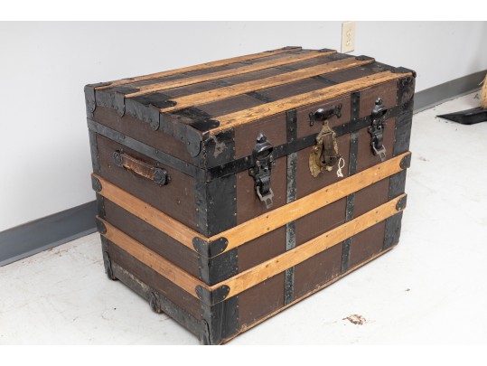 Large Antique Likly & Rockett Steamer Trunk