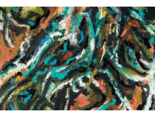 Reisman Gouache On Canvas Abstract Art -- Untitled 