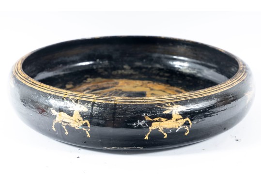 Decorative Oriental Black Laqeured Bowl