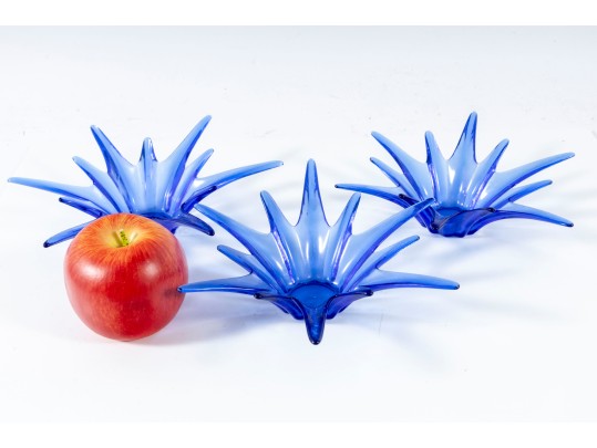 Trio Of Gorgeous Designs Cobalt Glass Starburst Dishes