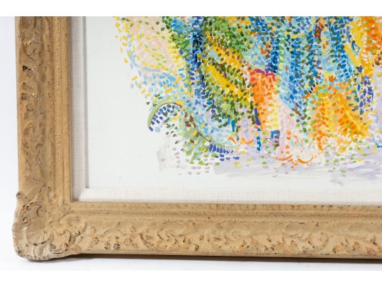 Serge Mendjisky (French, 1929–2017) Pointillism Oil On Board Painting 