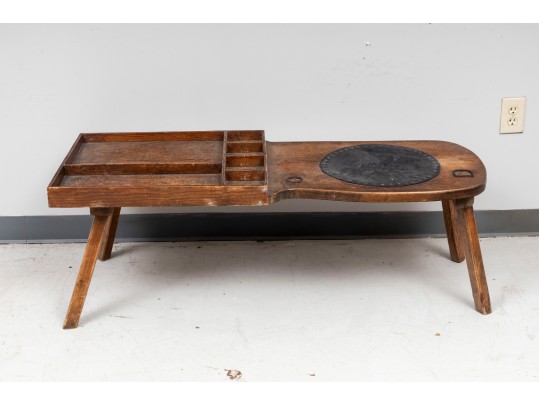 Antique Leather/Wood Cobbler's Bench