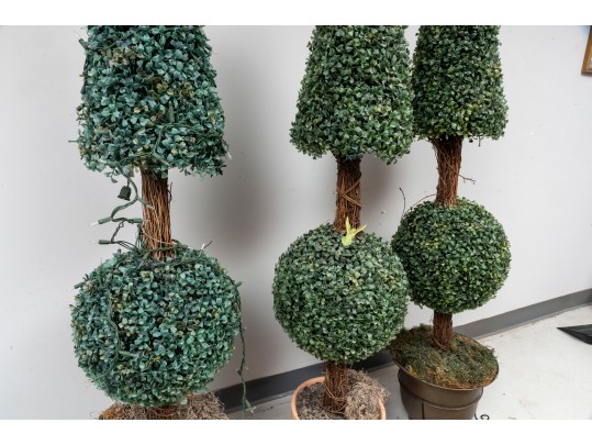 Trio Of Faux Planter Topiaries 
