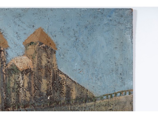 Textured Oil On Board Aqueduct Impressionist Painting -- Unknown Artist