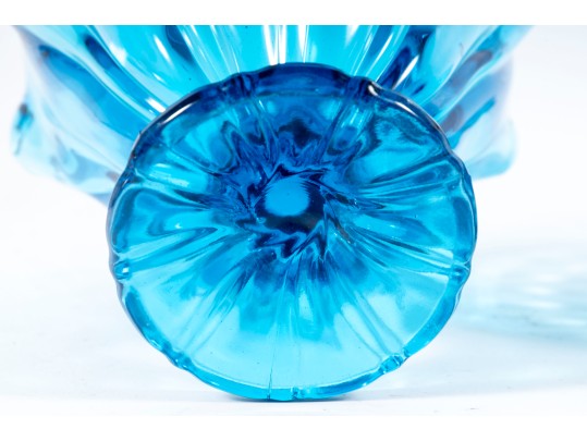 L. E. Smith Glass Compote & Empoli Art Glass Lidded Bowl