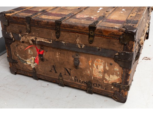 Antique Alexander McDonald French Flat Travel Trunk