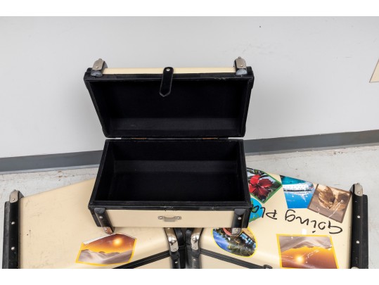 Trio Of Retro Global Views Travel/Storage Trunks