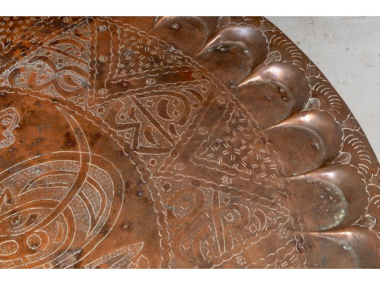 Antique Islamic Copper Tray & Stand