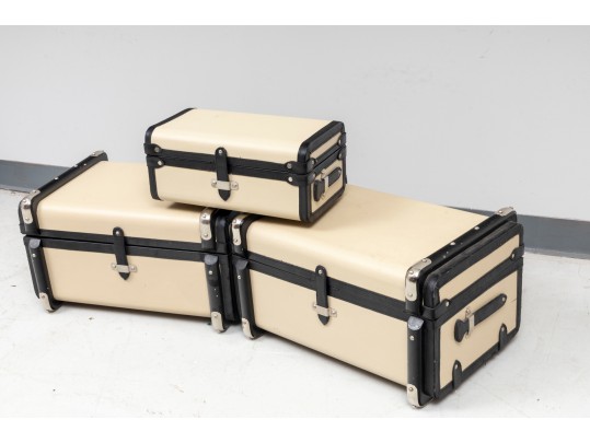 Trio Of Retro Global Views Travel/Storage Trunks