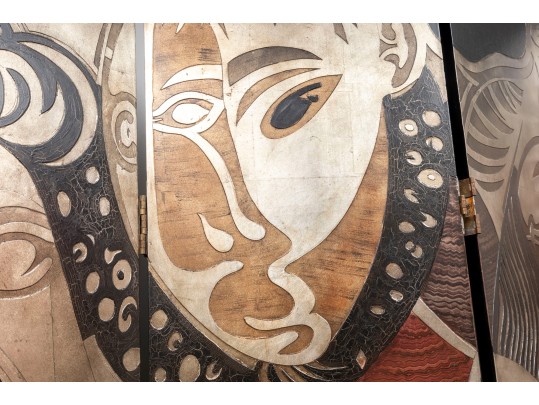 Picasso Themed Wood Folding Panel Divider