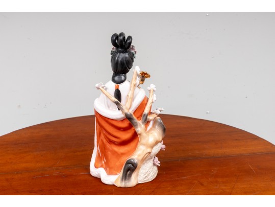 Hand-Painted Porcelain Geisha Jikata Sculpture 