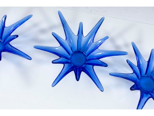 Trio Of Gorgeous Designs Cobalt Glass Starburst Dishes
