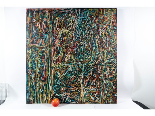 Reisman Gouache On Canvas Abstract Art -- Untitled 