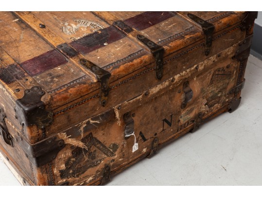 Antique Alexander McDonald French Flat Travel Trunk