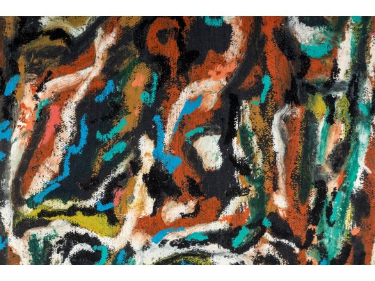 Reisman Gouache On Canvas Abstract Art -- Untitled 