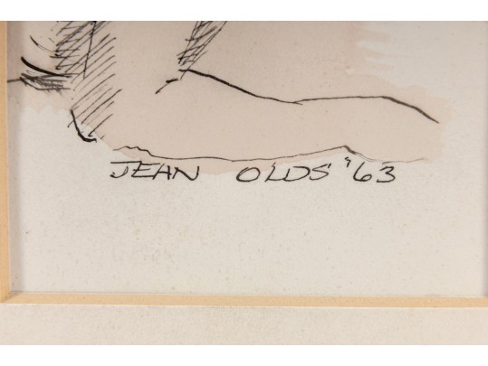 Jean Olds Keating (American, B. 1917) Ink On Paper Nude Portrait 