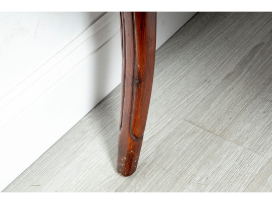 Contemporary Upholstered Blue/Cream Satin Bench