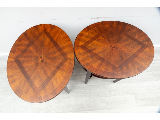 Knight's Furniture Oval Marquetry Side Tables