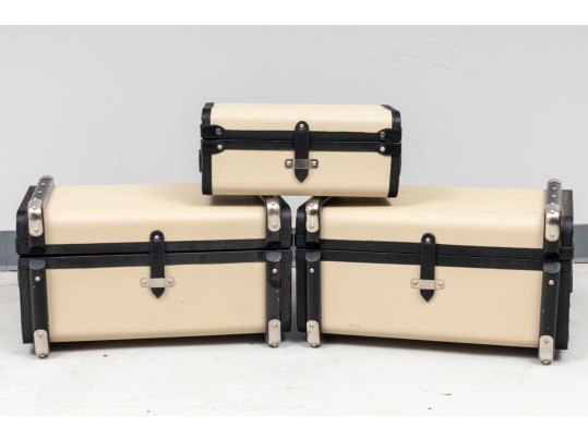 Trio Of Retro Global Views Travel/Storage Trunks