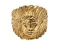 14k Gold Plated Brass Indian Head Ring, Diamond Cut, Size 9
