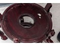 Red Ceramic Chinese Fishbowl Planter & Stand