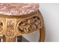 Pair Of Oriental Marble Top Incised Pedestal Stands 