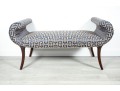 Contemporary Upholstered Blue/Cream Satin Bench