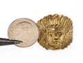 14k Gold Plated Brass Indian Head Ring, Diamond Cut, Size 9