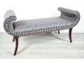 Contemporary Upholstered Blue/Cream Satin Bench