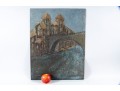 Textured Oil On Board Aqueduct Impressionist Painting -- Unknown Artist