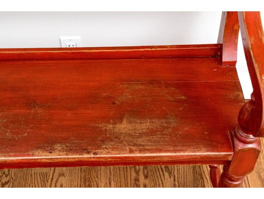 Vintage Farmhouse Chic Red Painted Bench