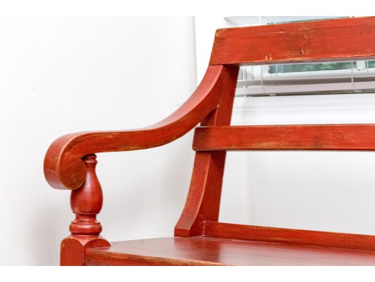 Vintage Farmhouse Chic Red Painted Bench