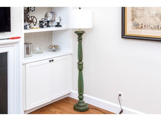 Charming Farmhouse Chic Green Painted Floor Lamp
