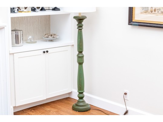 Charming Farmhouse Chic Green Painted Floor Lamp