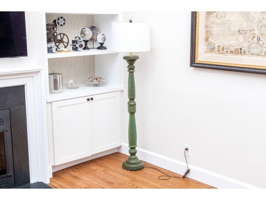 Charming Farmhouse Chic Green Painted Floor Lamp