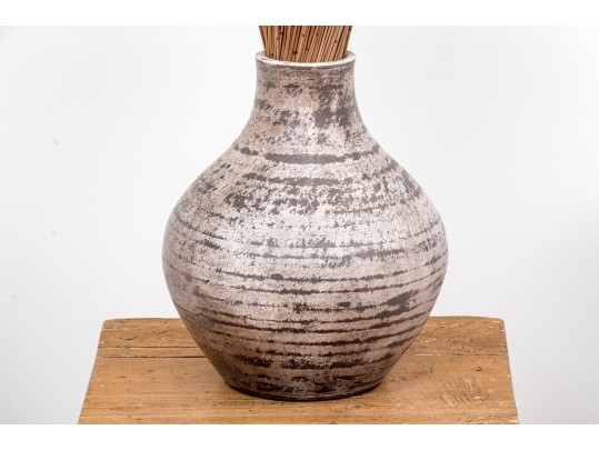 Mexican Ceramic Vase With Natural Reed Arrangement