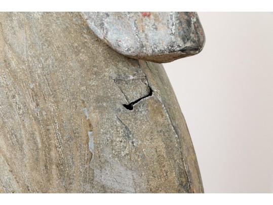 Antique Cast Lead Sculpturesque Rooster On Stand