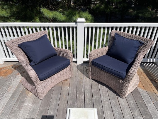 Kingsley-Bate Pair Of Woven Wicker Outdoor Armchairs