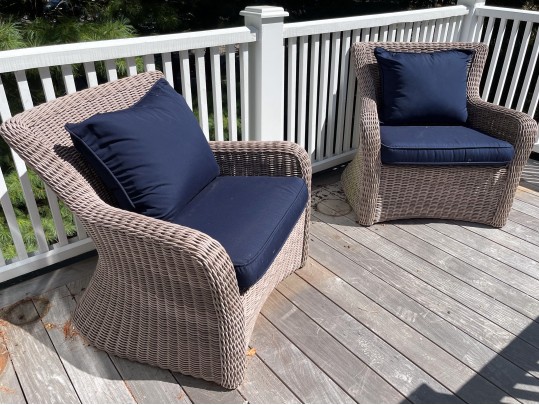 Kingsley-Bate Pair Of Woven Wicker Outdoor Armchairs