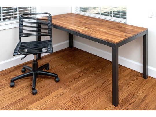 Handsome Industrial Chic Table With Desk Chair