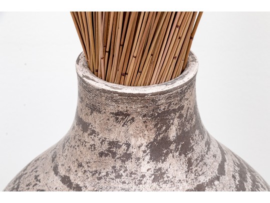 Mexican Ceramic Vase With Natural Reed Arrangement