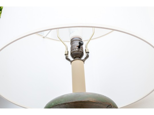 Charming Farmhouse Chic Green Painted Floor Lamp