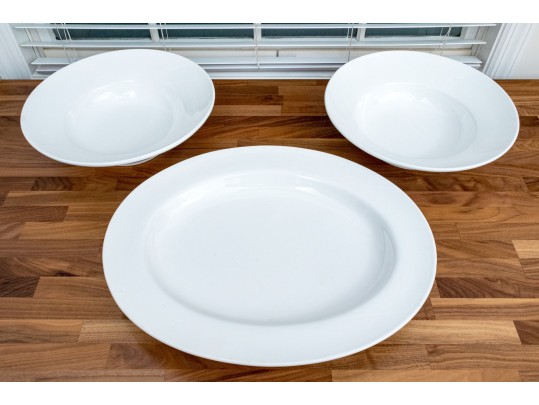 Three Italian White Ceramic Serving Pieces